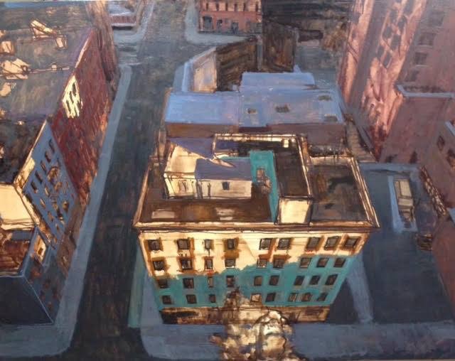 نقاشی منظره شهری با رنگ روغن