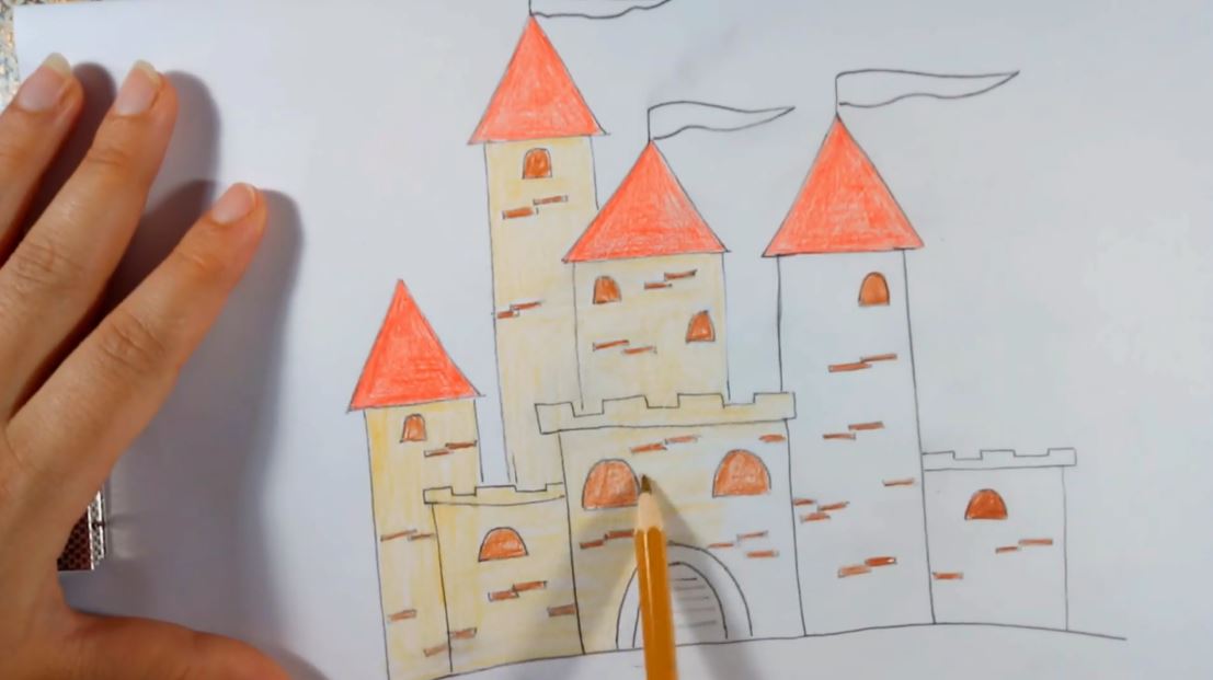 آموزش نقاشی قلعه کودکانه