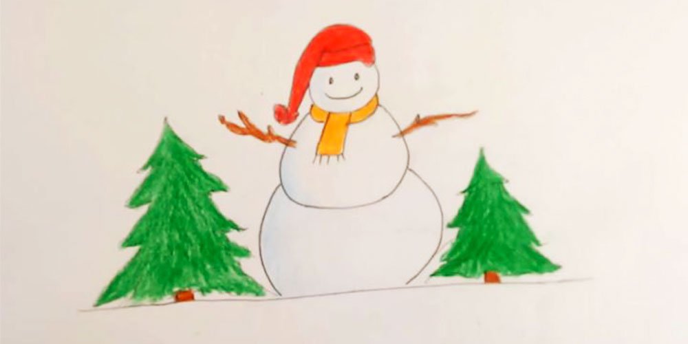 نقاشی آدم برفی کودکانه