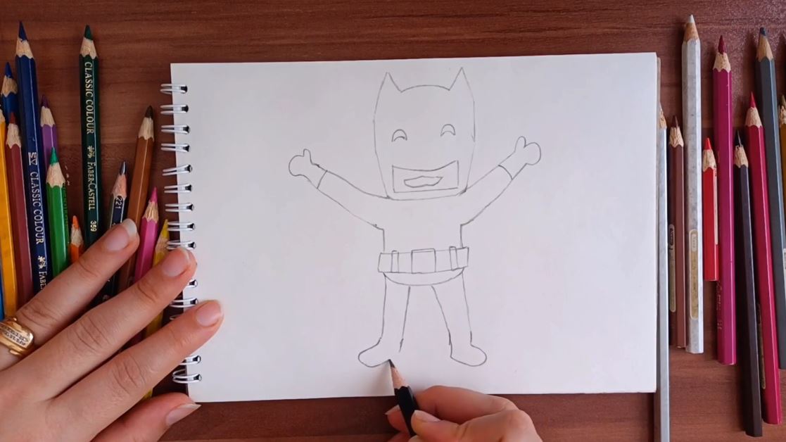 آموزش نقاشی Batman با مدادرنگی برای کودکان