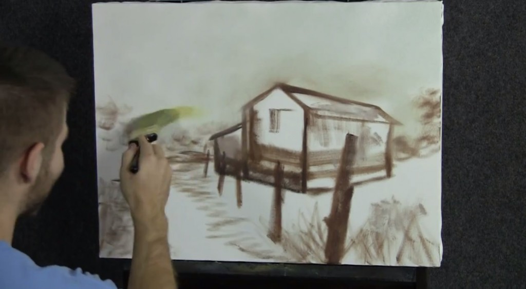 آموزش نقاشی کلبه