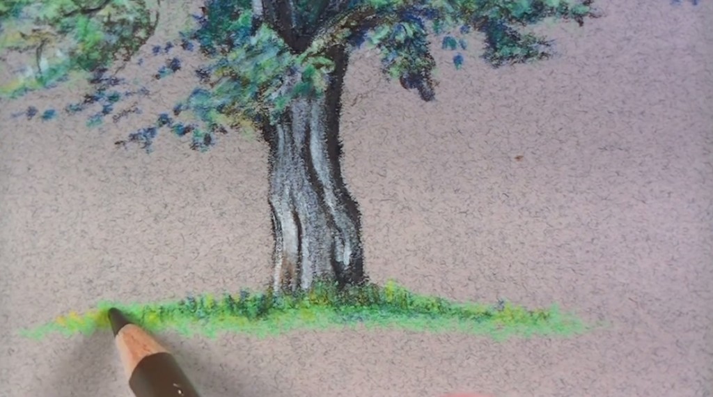 نقاشی درخت با مداد رنگی