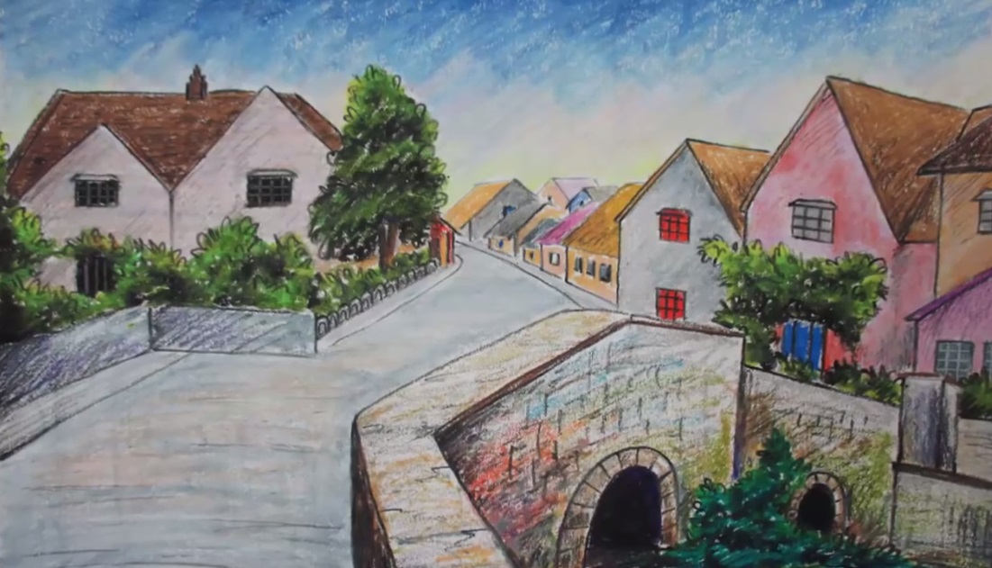 نقاشی ساده از روستا