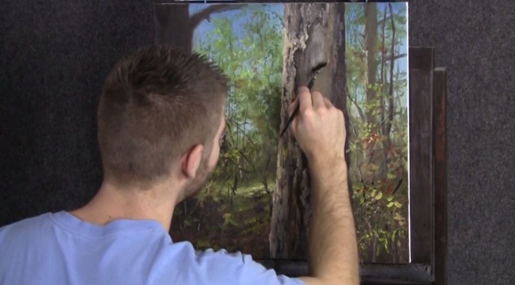 آموزش نقاشی درخت با رنگ روغن 