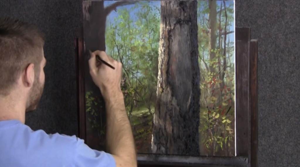 آموزش نقاشی درخت با رنگ روغن 