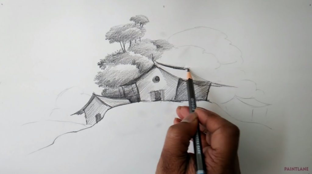 طراحی منظره ساده با مداد