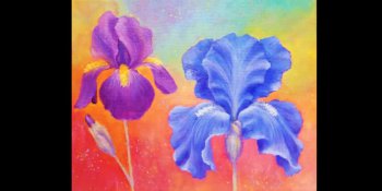 آموزش نقاشی گل زنبق با اکریلیک