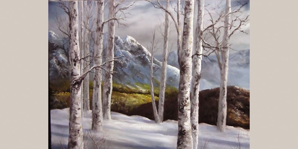 نقاشی نمای برفی با رنگ روغن