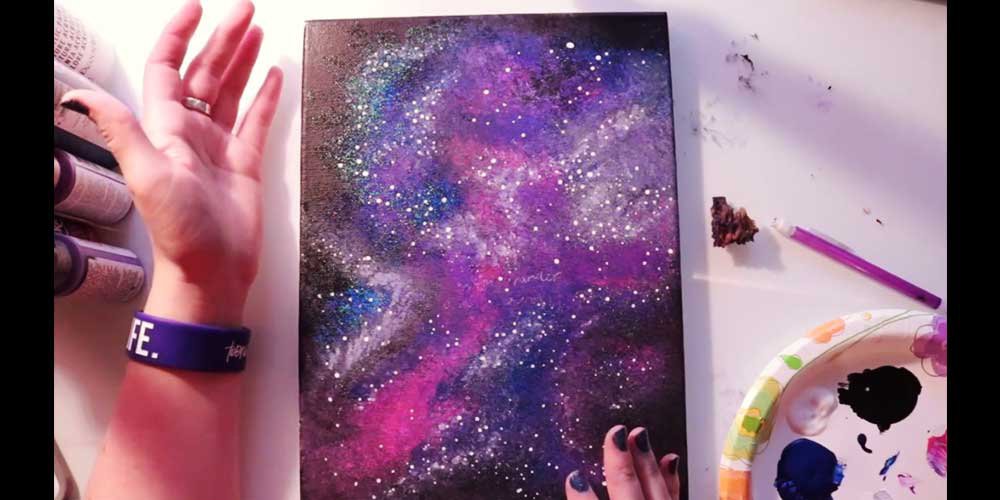 نقاشی کهکشان با اکریلیک