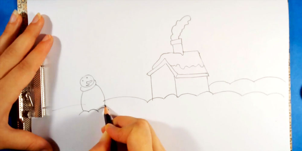 آموزش نقاشی منظره برفی به کودکان